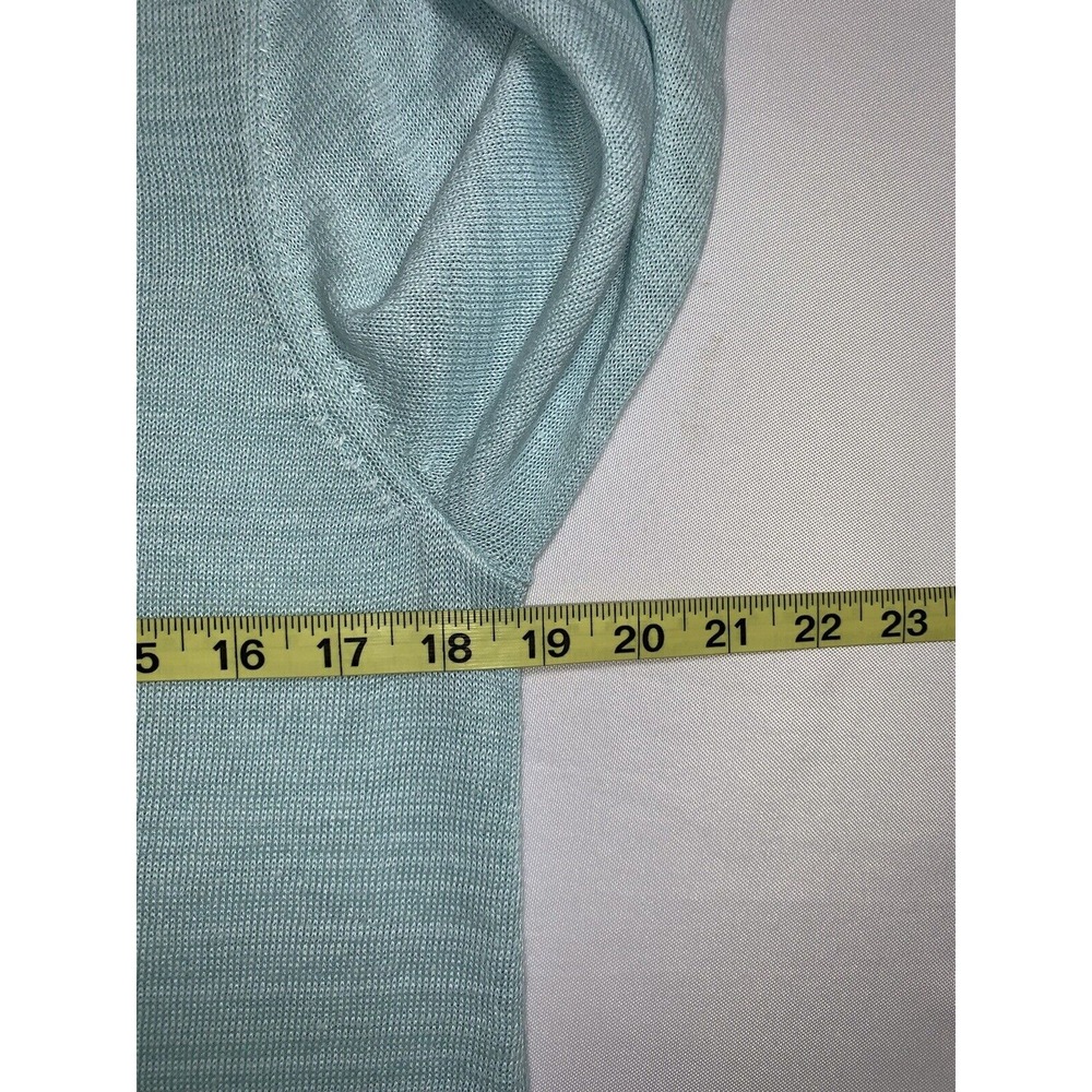 J JILL Pure Jill Aqua Linen Blend Mesh Hem Asymmetrical Tunic Sweater Small - Picture 4 of 6